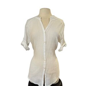 Cabana Saint Barth Linen Cotton Button-Up Blouse Sz S